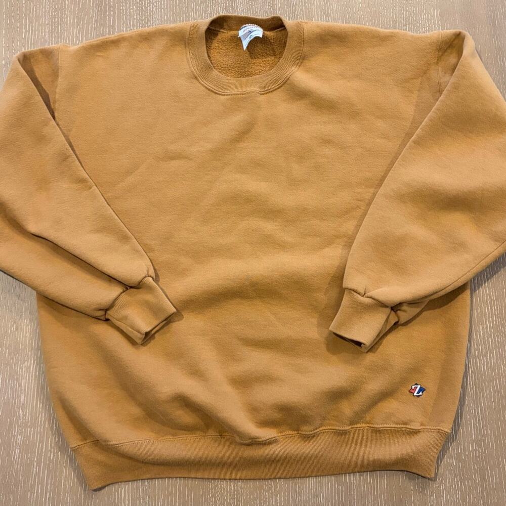 Vtg Jerzees Sweatshirt Mens XL Brown Crewneck Blank Fifty-Fifty 90s USA Made